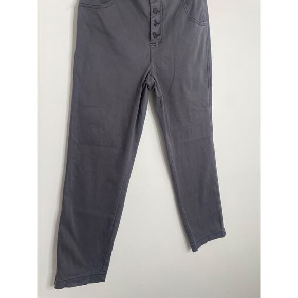 Lila Ryan Jess Cropped Straight Leg Twill Pants Size 4 Gray Button Fly - Picture 4 of 9